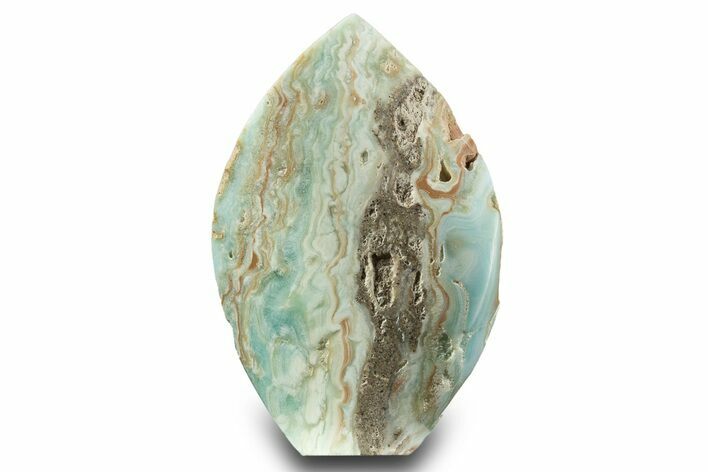 Polished Blue Caribbean Calcite Flame - Pakistan #323332